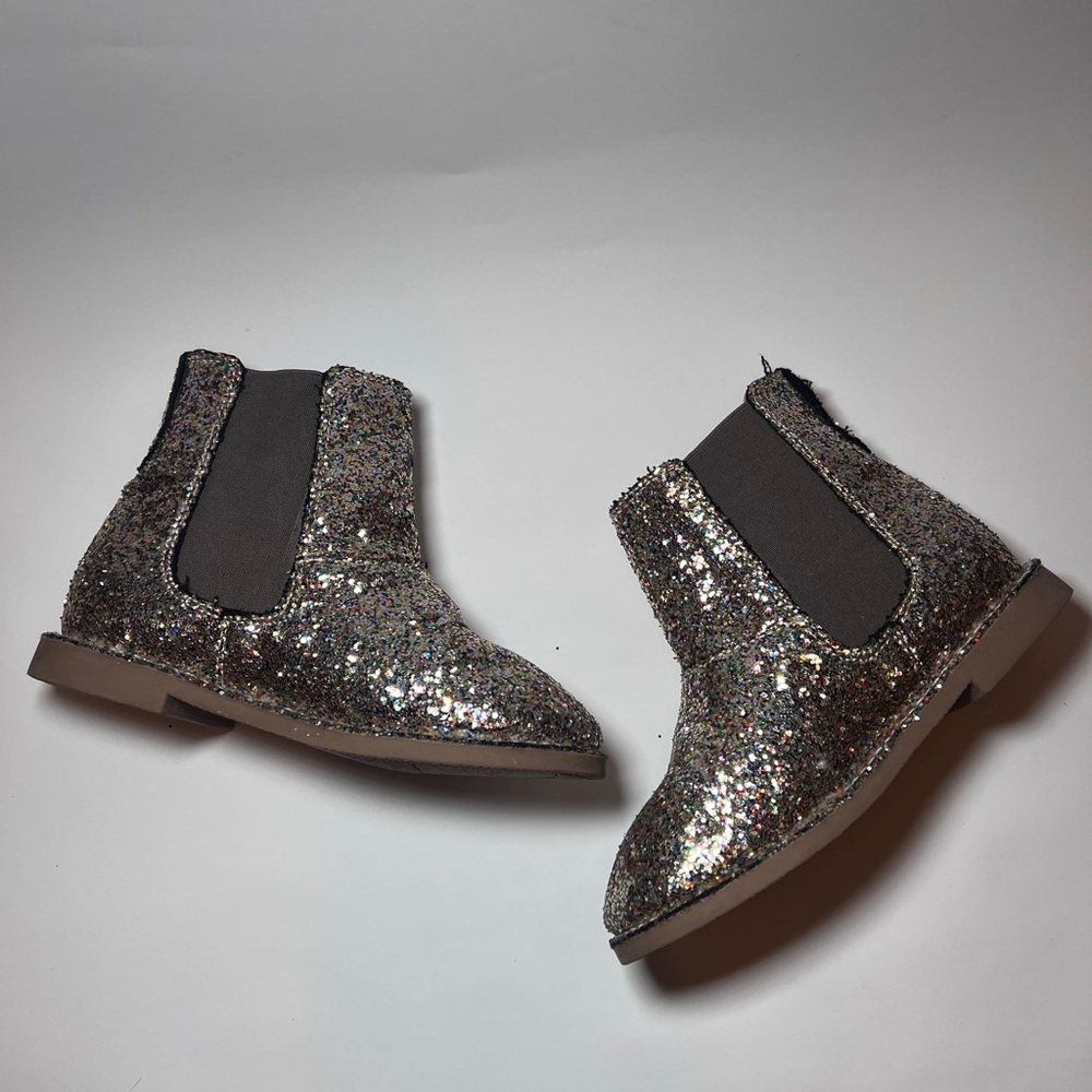 J Crew Crewcuts Glittery Girls Chelsea Bootie Size 12 Sparkly Cute Boots - Picture 8 of 9